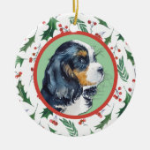 Cavalier King Charles Spaniel Holly Border Keramisch Ornament (Voorkant)
