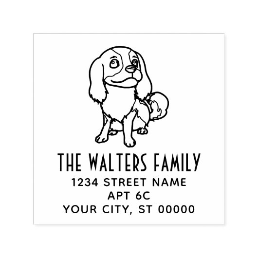 Cavalier King Charles Spaniel Hond #2 Naam Adres Zelfinktende Stempel (Design)