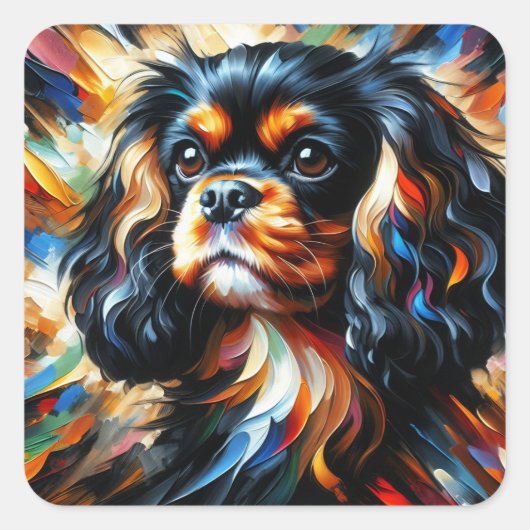 Cavalier King Charles Spaniel Hond Acryl Print Vierkante Sticker (Voorkant)
