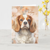 Cavalier King Charles Spaniel Hond Blossom Verjaar Kaart (Gele Bloem)