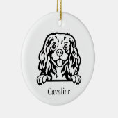 Cavalier King Charles Spaniel hond Gepersonaliseer Keramisch Ornament (Rechts)