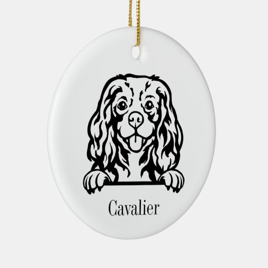 Cavalier King Charles Spaniel hond Gepersonaliseer Keramisch Ornament (Rechts)