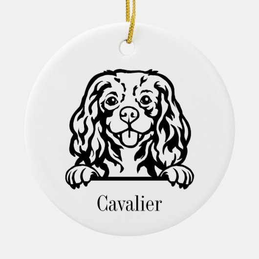 Cavalier King Charles Spaniel hond Gepersonaliseer Keramisch Ornament (Voorkant)