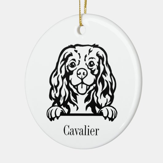 Cavalier King Charles Spaniel hond Gepersonaliseer Keramisch Ornament (Links)