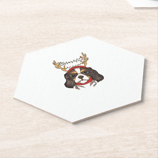 Cavalier King Charles Spaniel Hond Huisdier Kerstm Kartonnen Onderzetters (Schuin)