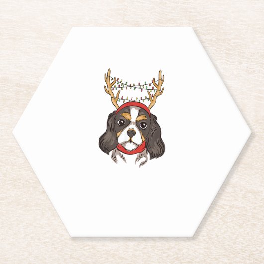 Cavalier King Charles Spaniel Hond Huisdier Kerstm Kartonnen Onderzetters (Voorkant)