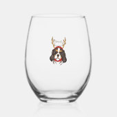 Cavalier King Charles Spaniel Hond Huisdier Kerstm Wijnglas Zonder Voet (Voorkant)