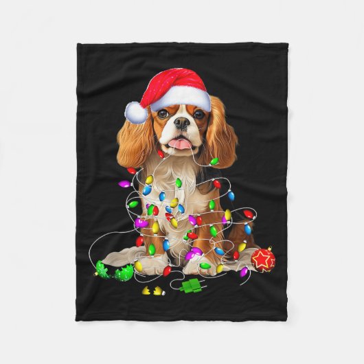 Cavalier King Charles Spaniel hond Kerst Ornament Fleece Deken (Voorkant)
