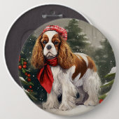 Cavalier King Charles Spaniel hond kerst Ronde Button 6,0 Cm (Voorkant /achterkant)