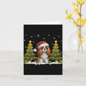 Cavalier King Charles Spaniel Hond Kerstman Kaart (Gele Bloem)