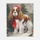 Cavalier King Charles Spaniel Hond Kerstmis Fleece Deken (Voorkant)