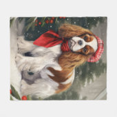Cavalier King Charles Spaniel Hond Kerstmis Fleece Deken (Voorkant (Horizontaal))