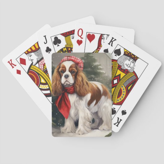 Cavalier King Charles Spaniel Hond Kerstmis Pokerkaarten (Achterkant)