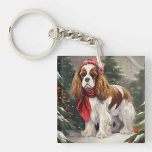 Cavalier King Charles Spaniel Hond Kerstmis Sleutelhanger