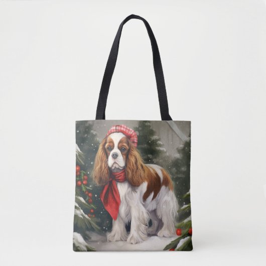 Cavalier King Charles Spaniel Hond Kerstmis Tote Bag (Voorkant)