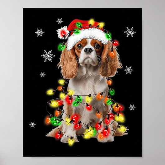 Cavalier King Charles Spaniel Hond Kerstverlichtin Poster (Voorkant)