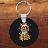 Cavalier King Charles Spaniel Hond Kerstverlichtin Sleutelhanger (Voorkant)