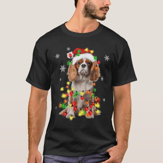 Cavalier King Charles Spaniel Hond Kerstverlichtin T-shirt (Voorkant)