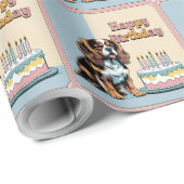 Cavalier King Charles Spaniel Hond Kleurrijk Cadeaupapier (Rol Hoek)