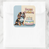 Cavalier King Charles Spaniel Hond Kleurrijk Vierkante Sticker (Tas)