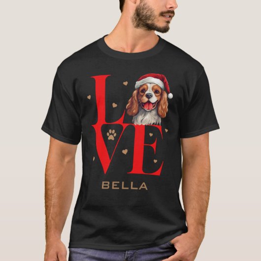 Cavalier King Charles Spaniel Hond Liefde Kerstmis T-shirt (Voorkant)