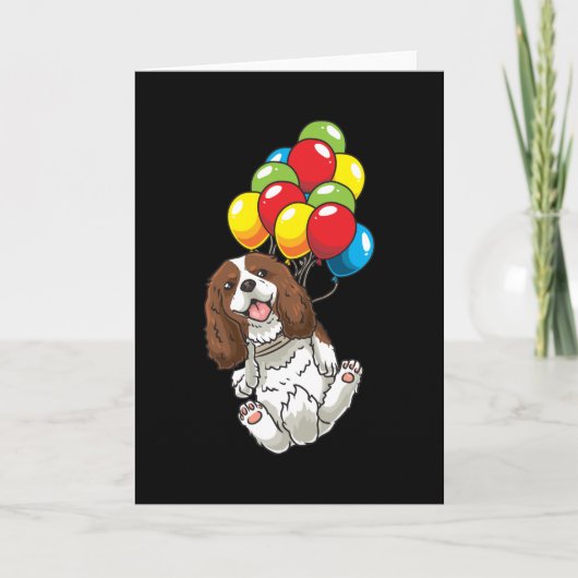 Cavalier King Charles Spaniel Hond met Ballons Kaart (Voorkant)