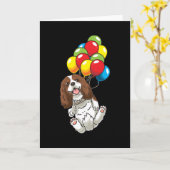 Cavalier King Charles Spaniel Hond met Ballons Kaart (Gele Bloem)