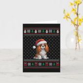 Cavalier King Charles Spaniel hond met kerstmanhoe Kaart (Gele Bloem)