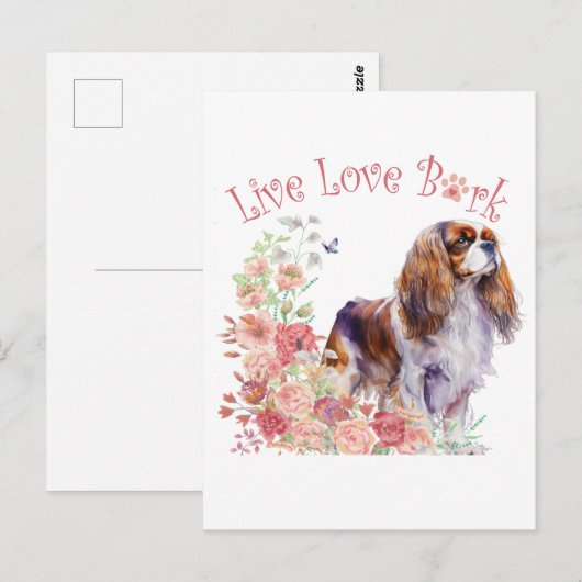 Cavalier King Charles Spaniel Hond Mom Floral Briefkaart (Voorkant / Achterkant)