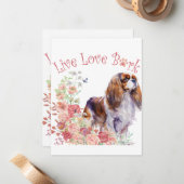Cavalier King Charles Spaniel Hond Mom Floral Notitiekaartje (Voorkant / Achterkant in situ)