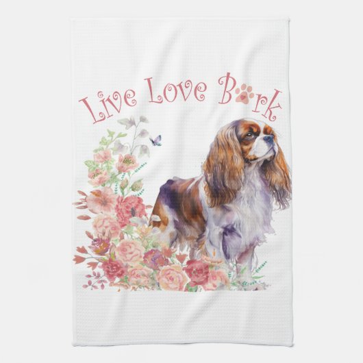 Cavalier King Charles Spaniel Hond Mom Floral Theedoek (Verticaal)