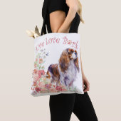 Cavalier King Charles Spaniel Hond Mom Floral Tote Bag (Dichtbij)
