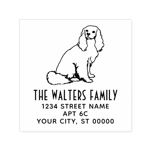 Cavalier King Charles Spaniel Hond Naam Adres Zelfinktende Stempel (Design)