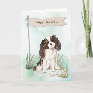 Cavalier King Charles Spaniel Hond onder Verjaarda Kaart