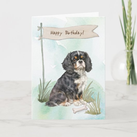 Cavalier King Charles Spaniel Hond onder Verjaarda Kaart (Voorkant)