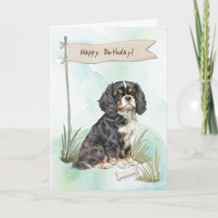 Cavalier King Charles Spaniel Hond onder Verjaarda Kaart