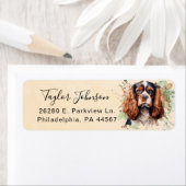 Cavalier King Charles Spaniel-hond retouradres Etiket (Insitu)