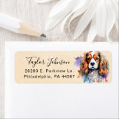 Cavalier King Charles Spaniel-hond retouradres Etiket (Insitu)