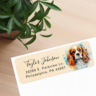 Cavalier King Charles Spaniel-hond retouradres Etiket