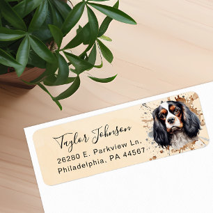 Cavalier King Charles Spaniel-hond retouradres Etiket
