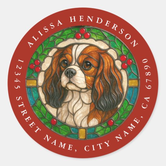 Cavalier King Charles Spaniel Hond Ronde Stickers (Voorkant)