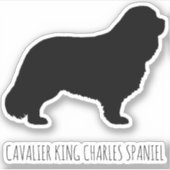 Cavalier King Charles Spaniel Hond Silhouet Vinyl Sticker (Voorkant)
