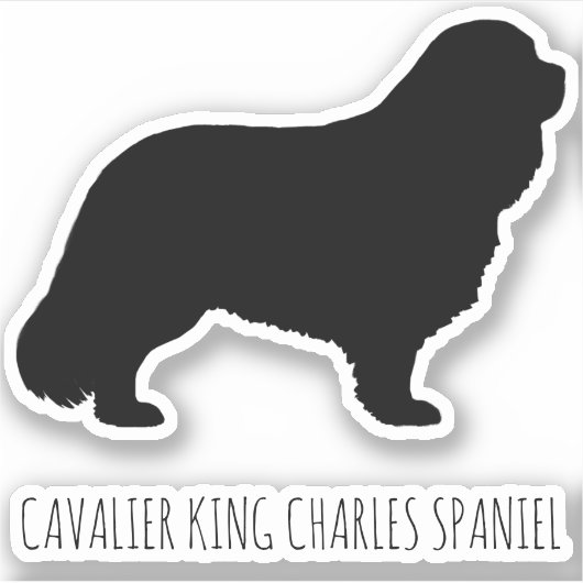 Cavalier King Charles Spaniel Hond Silhouet Vinyl Sticker (Voorkant)