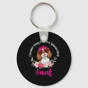 Cavalier King Charles Spaniel Hond Tante Bloem Val Sleutelhanger