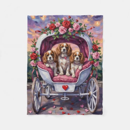 Cavalier King Charles Spaniel Hond Valentijnsdag Fleece Deken (Voorkant)