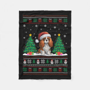 Cavalier King Charles Spaniel Hond Xmas Tree Light Fleece Deken
