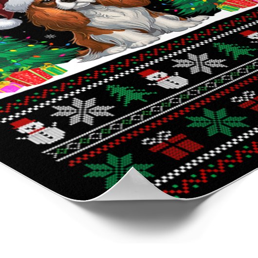 Cavalier King Charles Spaniel Hond Xmas Tree Light Poster (Hoek)