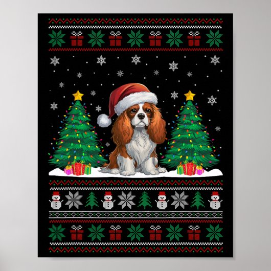 Cavalier King Charles Spaniel Hond Xmas Tree Light Poster (Voorkant)