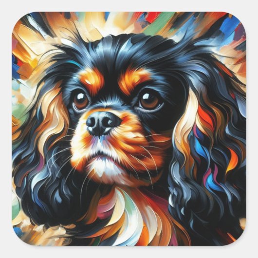 Cavalier King Charles Spaniel Honden Acrylprint Vierkante Sticker (Voorkant)