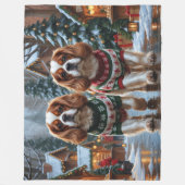 Cavalier King Charles Spaniel Honden Kerst Sneeuw  Fleece Deken (Voorkant)